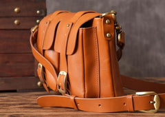 Handmade Leather Mens Cool Shoulder Bag Messenger Bag Chest Bag Bike Bag Cycling Bag for men