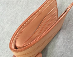 Handmade Leather Mens Tooled Feather Cool billfold Leather Wallet Men Small Wallets Bifold for Men