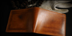 Handmade Leather Lion Mens billfold Wallet Cool Leather Wallet Slim Wallet for Men