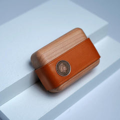 Handmade Brown Leather Wood AirPods Pro Case Custom Brown Leather AirPods Pro Case Airpod Case Cover - iwalletsmen