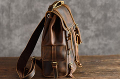 Handmade Leather Mens Cool Backpack Sling Bag Large Travel Bag Hiking Bag for men