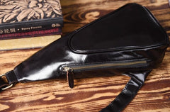 Genuine Leather Mens Cool Chest Bag Sling Bag Crossbody Bag Travel Bag Hiking Bag for men
