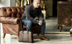 Genuine Leather Mens Cool Messenger Bag Briefcase Work Bag Business Bag for men