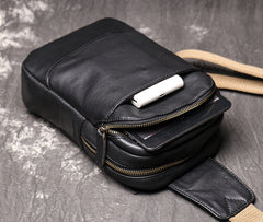 Cool Leather Sling Pack Black Leather Sling Bag Cool Sling Crossbody Packs For Men