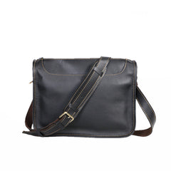 Handmade Dark Coffee Leather Mens 10 inches Courier Bag Brown Messenger Bags Dark Brown Postman Bags For Men - iwalletsmen