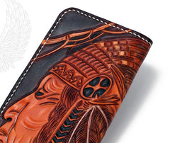 Handmade Leather Indian Eagle Mens Chain Biker Wallet Cool Leather Wallet With Chain Wallets for Men