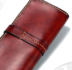 Handmade Leather Mens Clutch Cool Leather Wallet Long Phone Wallets for Men
