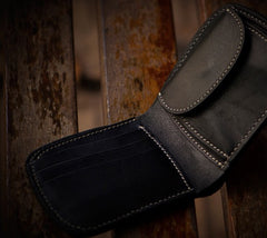 Handmade Leather Bifold Mens billfold Wallet Cool Slim Wallet Biker Wallet for Men