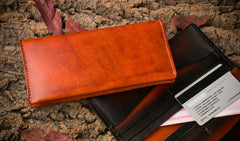 Handmade Leather Mens Clutch Wallet Cool Leather Wallet Long Phone Wallets for Men