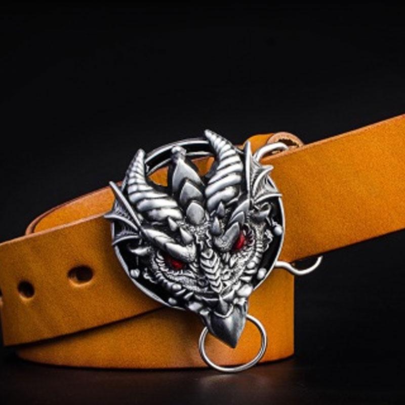 Handmade Genuine Leather Punk Rock Dragon Mens Cool Men Biker Trucker Leather Belt