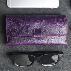 Handmade Floral Mens Womens Leather Glasses Case Glasses Box Glasses Holder Eyeglass Case