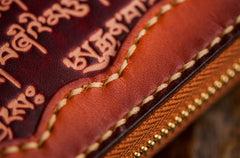 Handmade Leather Mens Tibetan Chain Biker Wallet Cool Leather Wallet Long Clutch Wallets for Men