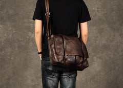 Genuine Leather Mens Cool Messenger Bag Shoulder Bag Chest Bag Bike Bag Cycling Bag for men