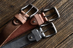 Handmade Leather Mens Leather Men Distress Brown Black Belt for Men Cool Leather Belt