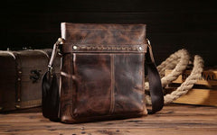 Vintage Leather Mens Cool Small Messenger Bag Cool Shoulder Bag For Men - iwalletsmen