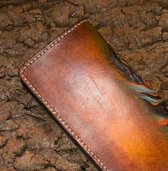 Handmade Leather Tooled Golden Toad Mens Chain Biker Wallet Cool Leather Wallet Long Phone Wallets for Men