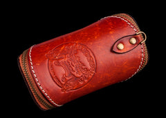 Handmade Leather Tooled Mens Cool Car Key Wallet Coin Wallet Pouch Car KeyChain for Men