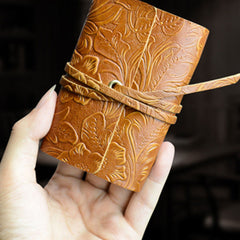 Handmade Leather Floral Mens Cool billfold Wallet Card Holder Small Card Slim Wallets for Men