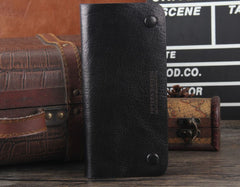 Handmade Genuine Leather Mens Cool Long Leather Wallet Bifold Clutch Wallet for Men