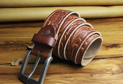 Handmade Genuine Leather Mens Leather Men Brown Black Belt for Men Cool Leather Belt