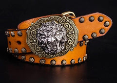 Handmade Genuine Leather Punk Rock Chinese Monster Mens Cool Men Biker Trucker Leather Belt