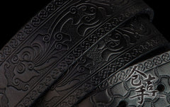 Handmade Genuine Leather Mens Belt Custom Cool Leather Men Black Belt for Men