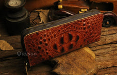 Handmade Leather Mens Cool Zipper Phone Travel Long Wallet Card Holder Card Slim Clutch Wallets for Men