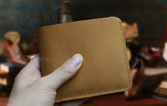 Handmade Leather Mens Cool Slim Leather Wallet Men billfold Wallets Bifold for Men