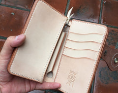 Handmade Leather Biker Wallet Mens Cool billfold Chain Wallet Trucker Wallet with Chain