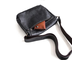Genuine Leather Mens Cool Messenger Bag iPad Bag Chest Bag Bike Bag Cycling Bag for men
