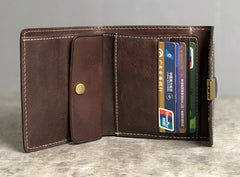 Handmade Leather Mens Cool billfold Leather Wallet Men Small Wallets Trifold for Men