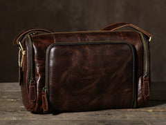 Genuine Leather Mens Cool Shoulder Bag Messenger Bag Chest Bag Bike Bag Cycling Bag for men