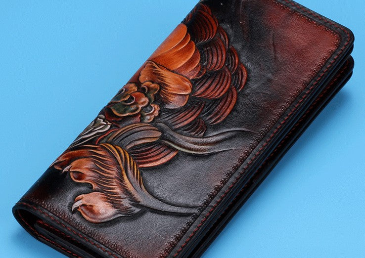 Handmade Leather Chinese Lion Mens Chain Biker Wallet Cool Leather Wal –  iwalletsmen