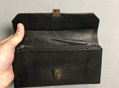 Handmade Genuine Leather Mens Cool Long Leather Wallet Phone Wallet Clutch Wallet for Men