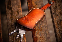 Handmade Leather Mens Cool Car Key Wallet Coin Wallet Pouch Car KeyChain for Men