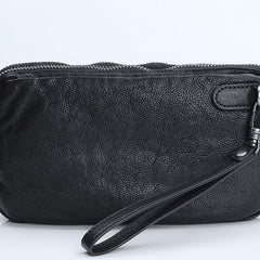 Handmade Leather Mens Cool Long Leather Wallet Zipper Clutch Wristlet Wallet for Men