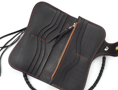 Handmade Leather Biker Wallet Mens Cool Chain Wallet Trucker Wallet with Chain