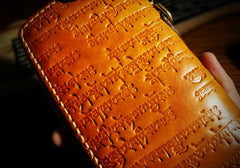 Handmade Leather Mens Tibetan Chain Biker Wallet Cool Leather Wallet Long Clutch Wallets for Men