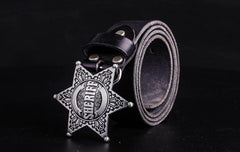 Handmade Genuine Leather Punk Rock West Cowboy Sheriff Mens Cool Men Biker Trucker Leather Belt