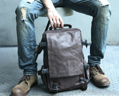 Cool Coffee Mens Leather Backpack Travel Backpacks Laptop Backpack for men - iwalletsmen