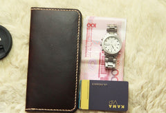 Vintage Leather Coffee Bifold Mens Long Wallet Leather Long Wallets for Men - iwalletsmen