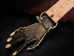 Handmade Genuine Custom God's Hand Cool Leather Mens Leather Men Beige Belt for Men
