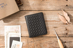 Braided Leather Mens Small Wallets Bifold Slim Front Pocket Wallet for Men - iwalletsmen