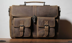 Handmade Leather Mens Cool Messenger Bag Work Bag Backpack Travel Bag Briefcase Bag for men