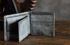 Genuine Leather Mens Cool billfold Leather Wallet Men Small Wallets Bifold for Men