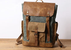 Waxed Canvas Mens Travel Backpack Canvas Backpacks Canvas School Backpack for Men - iwalletsmen