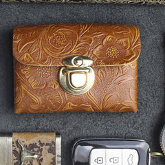 Handmade Leather Floral Mens Cool billfold Wallet Card Holder Small Card Slim Wallets for Men