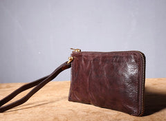 Handmade Genuine Leather Mens Cool Biker Chain Wallet Long Leather Wallet Slim Clutch Wristlet Wallet for Men