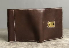 Handmade Leather Mens Cool billfold Leather Wallet Men Small Wallets Trifold for Men