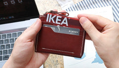 Leather Mens Front Pocket Wallets Small Slim Wallet Card Wallet Change Wallet for Men - iwalletsmen